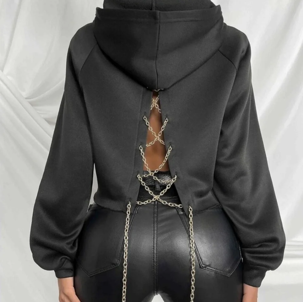 5/$25 - SHEIN GREY chain back hoodie sz. L - Picture 9 of 12